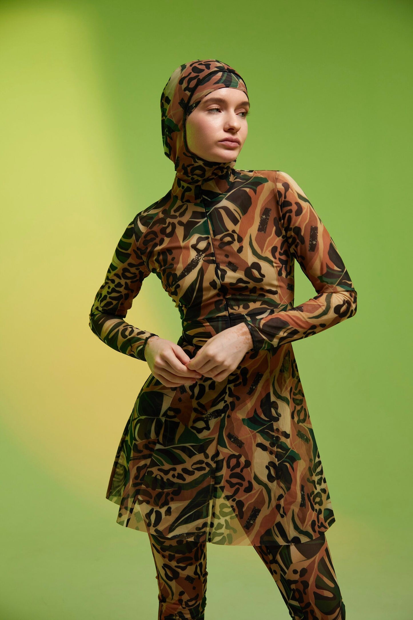 Burkini Dress Leopard Leaves