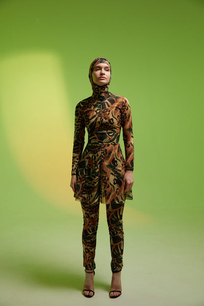 Burkini Dress Leopard Leaves