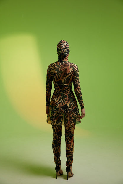 Burkini Dress Leopard Leaves