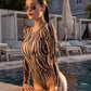 One-piece smart swimsuit (Monica Golden Zebra)